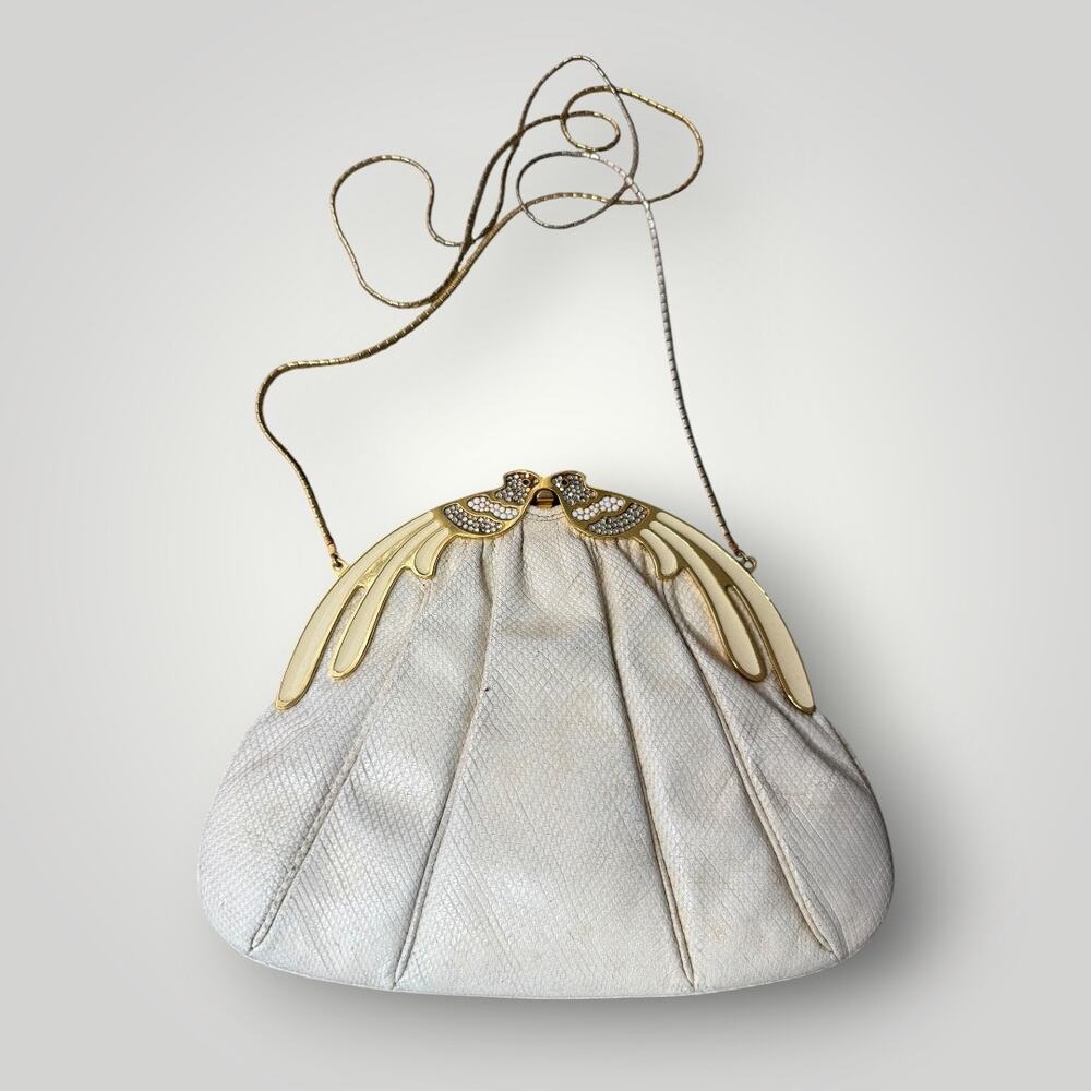 Vintage Finesse La Model Snakeskin Jeweled Evening Bag